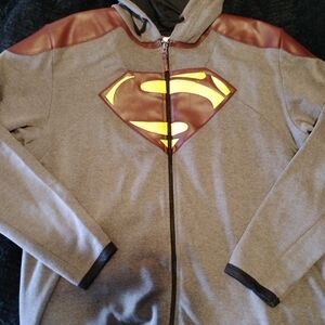 Men's Grey Zip Hoodie with Yellow & Brown Emblem